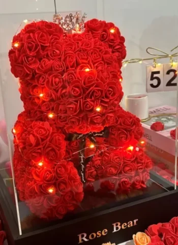 Artificial Flower Eternal Rose Teddy Bear for Mom Mother's Day Birthday Valentine's Day Anniversary Gifts & Decor Miniatures